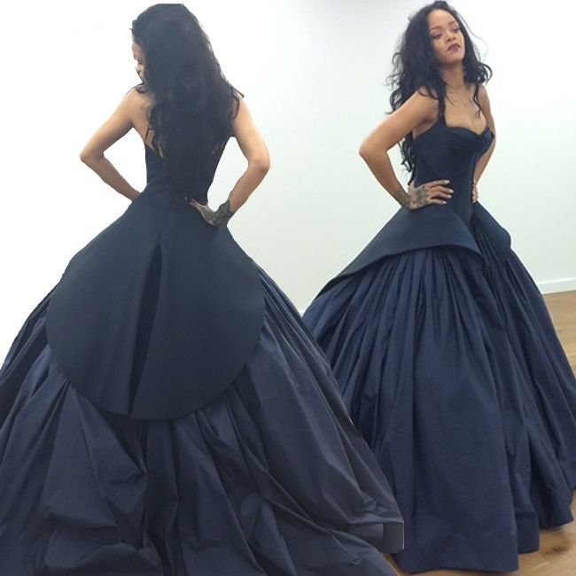Navy Blue Satin Pleated Prom Dress A Line Birthday Ball Gown cc2365