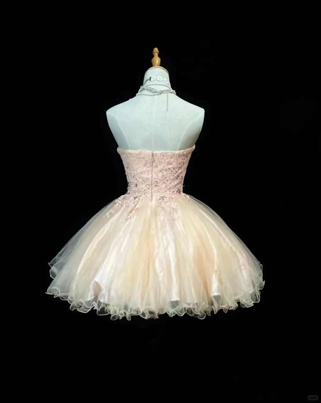 Sweet Peach Powder Strapless Tulle Lace Beaded Homecoming Dress A Line Short Party Dress cc3117