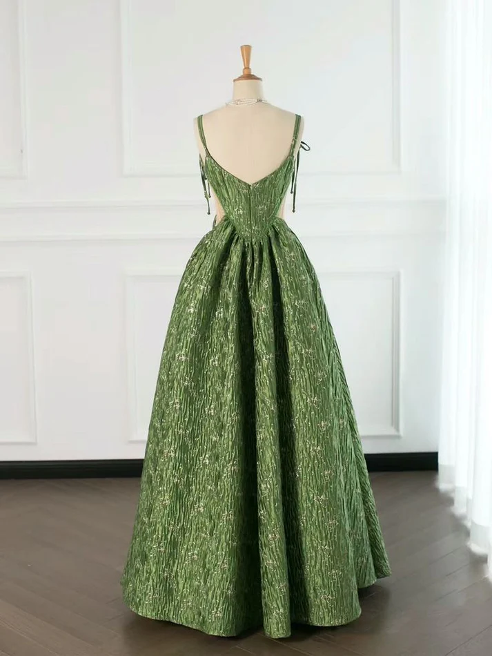 Beautiful Ball Gown Unique Green Long Prom Dress A Line Evening Dress cc1514