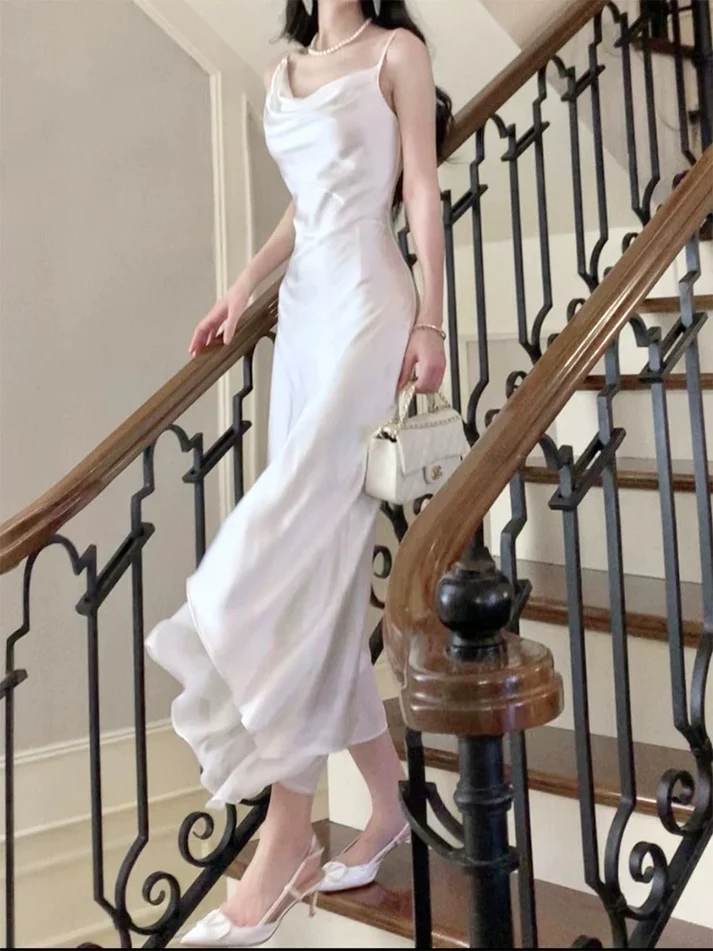 White Satin Ruffle Prom Dress Fairy A Line Wedding Dress cc2030
