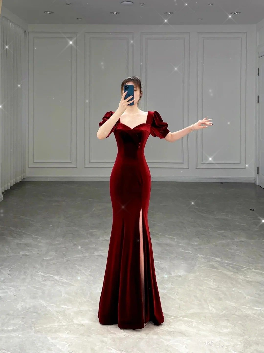 Classy Wine Red Mermaid Evening Dress With Slit cc868