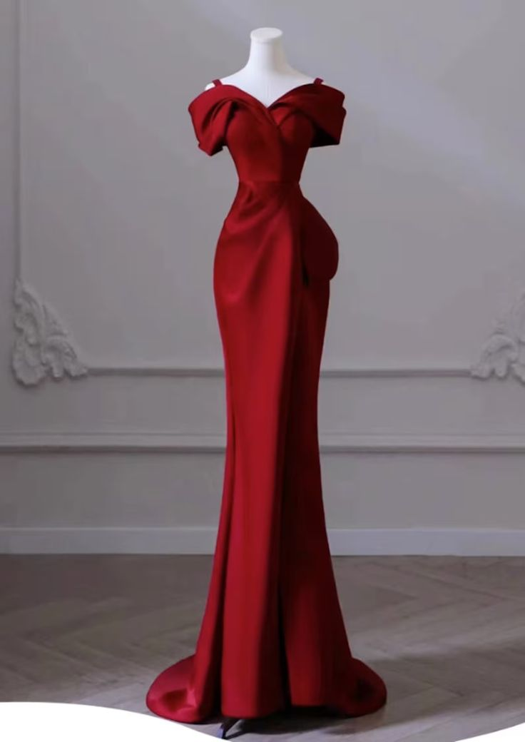 Elegant Red Evening Dress Women's Dress High-end Elegant Dress cc1151
