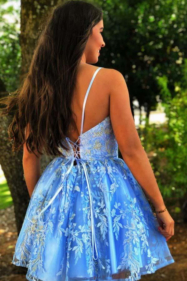 A-Line Spaghetti Straps Short/Mini Sleeveless Sweet 16 Dress Homecoming Dress c2657