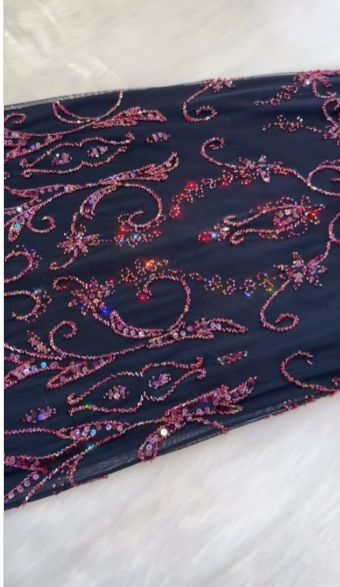 Luxury Strapless Tulle Beaded Long Evening Dress Navy Blue Party Prom Dress cc2042