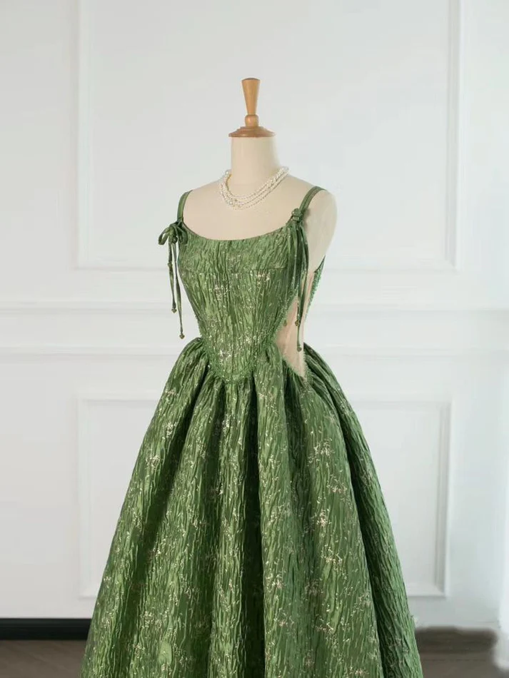 Beautiful Ball Gown Unique Green Long Prom Dress A Line Evening Dress cc1514