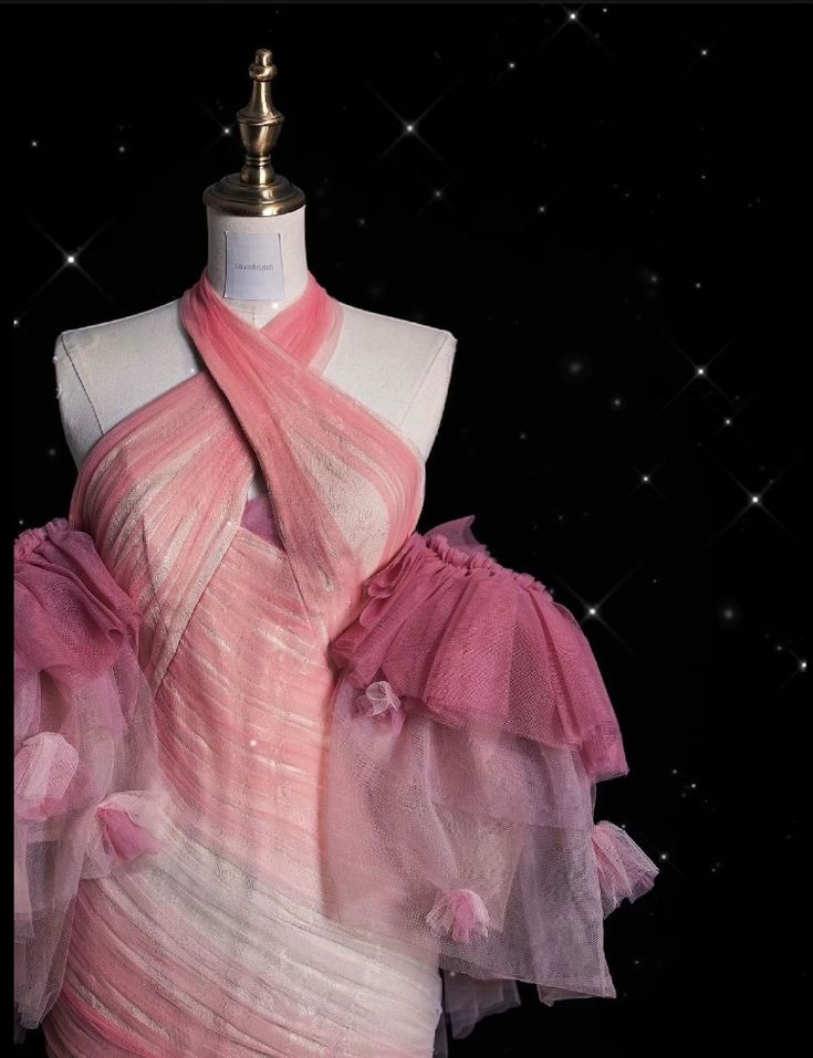 Pink Halter Tulle Lace Appliques Prom Dress Long Mermaid Evening Dress cc2458