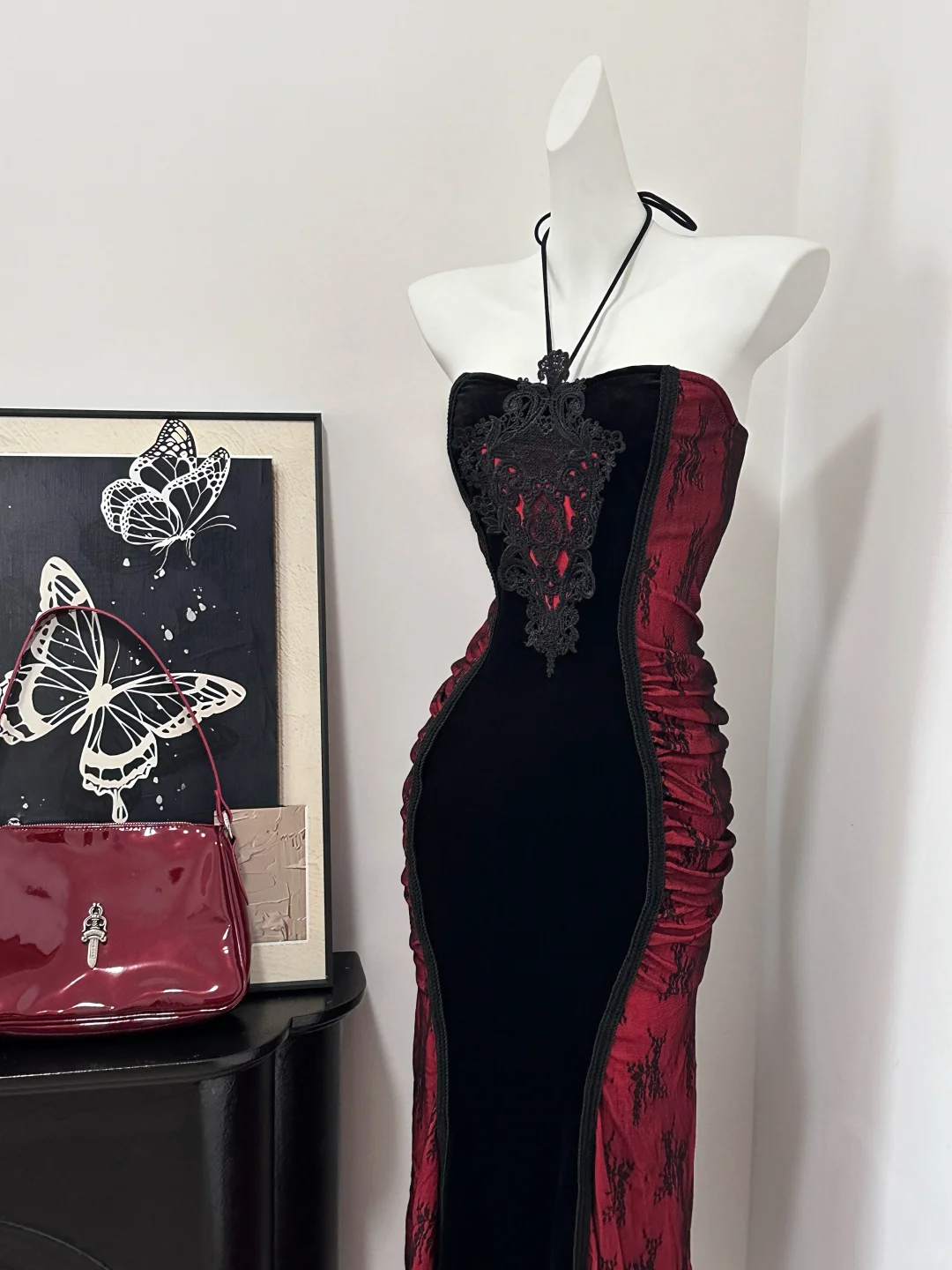 Vintage Halter Sheath Long Birthday Party Dress Evening Dress cc3221