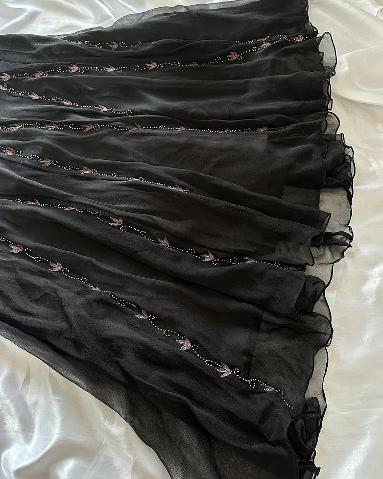 Luxurious Black Mermaid Chiffon Beaded Prom Dress Formal Evening Dress cc2753