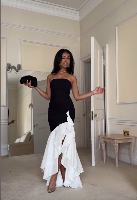 Chic Black Mermaid Ruffles Evening Dress Classy Prom Party Dress cc1706