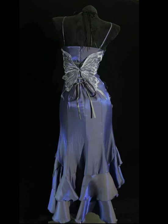 Vintage Purple Ruffles Mermaid Evening Dress,Prom Dress cc2790