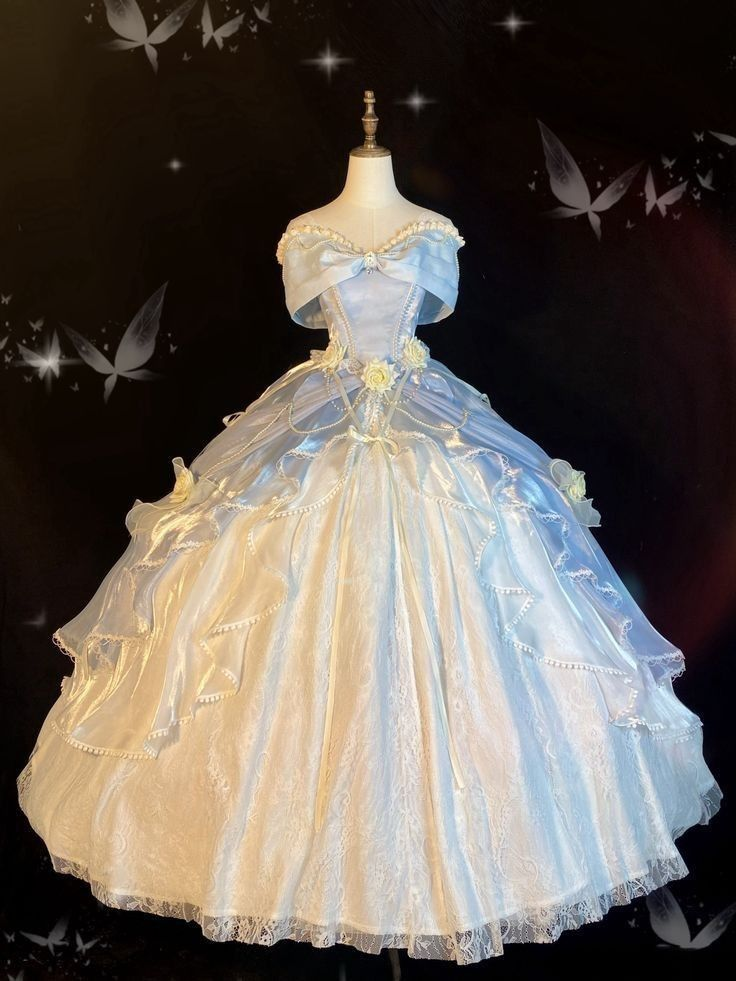 Vintage Off The Shoulder Ball Gown Sweetheart Satin Blue Evening Gown Prom Dress cc2218