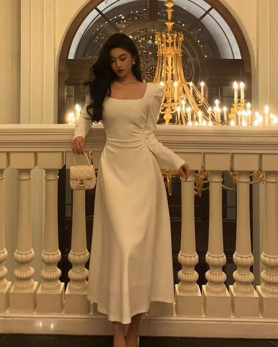 Ivory Long Sleeves Prom Dresses Party Dress cc1214