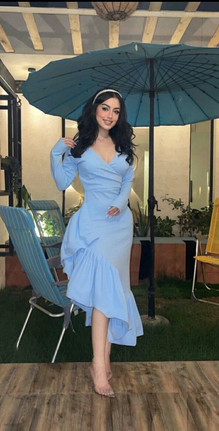 Elegant V Neck Blue Mermaid Evening Dress,Party Prom Dress cc2633