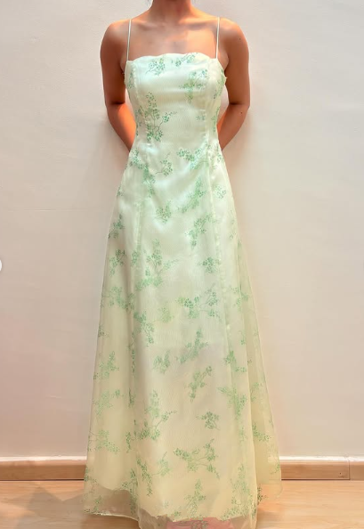 Pretty Light Green Tulle Sequins Party Dress A Line Evening Gown cc2615