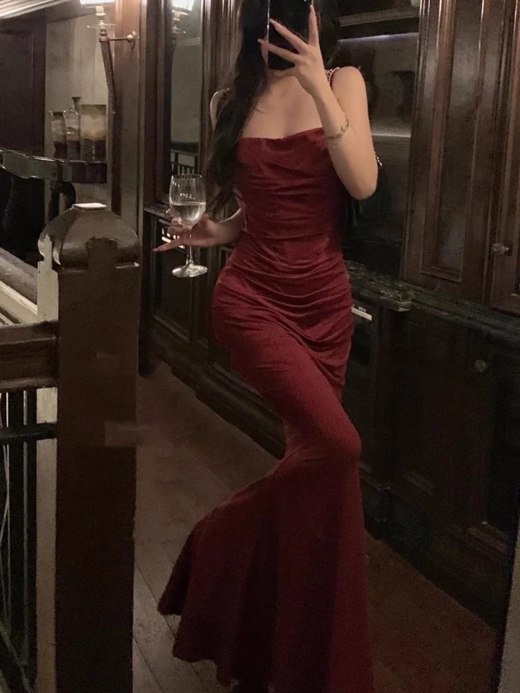 Elegant Sexy Bodycon Mermaid Dress Fashion Straps Evening Party Dress cc1608