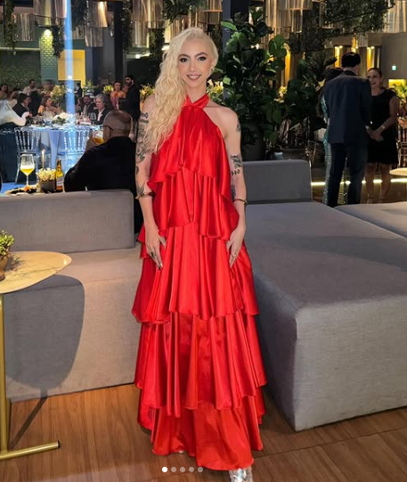 Unique Halter Red Satin Tiered Evening Dress,A Line Formal Party Dress cc2730