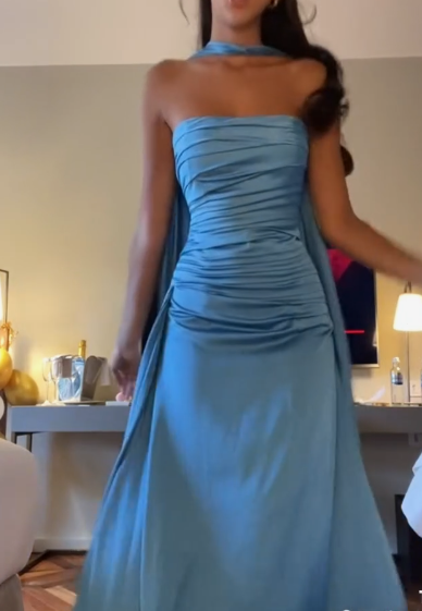 Chic Blue Long Prom Dress,Blue Evening Dress cc1371