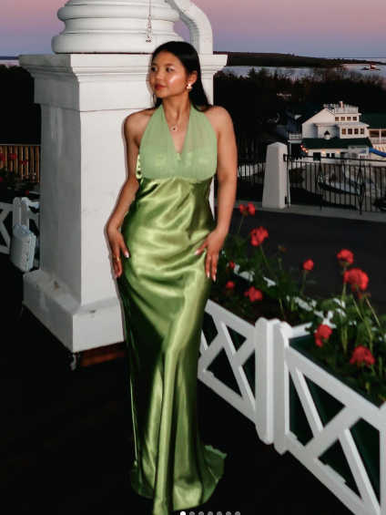 Sexy Halter Green Satin Prom Dress Long Party Evening Dress cc2888
