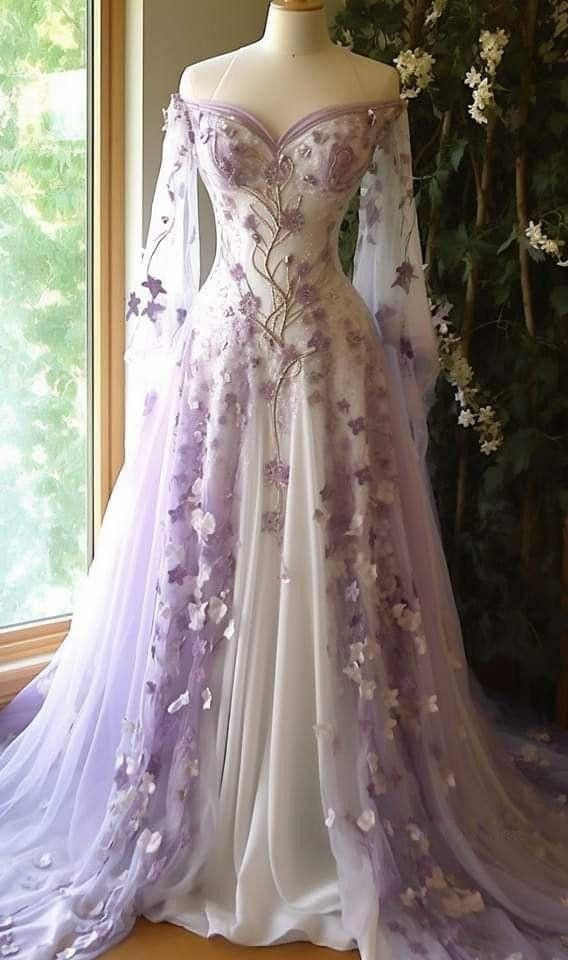 Pretty Lilac Ball Gown Off The Shoulder Tulle Appliques Quinceanera Dress cc2382