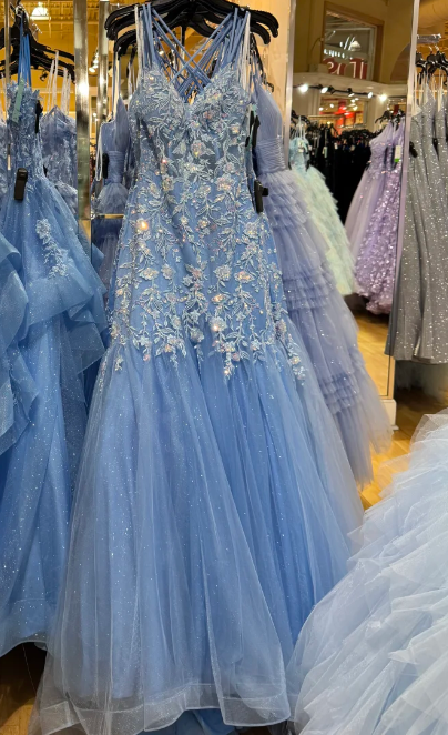 Elegant Prom Dress Spaghetti Straps Pleated Tulle Long Mermaid Evening Dress Gala Dress cc5689