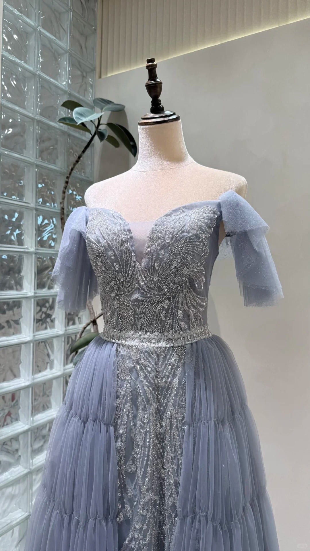 Charming Prom Dress Off Shoulder Pleated Tulle Evening Dress Gala Dress cc5699