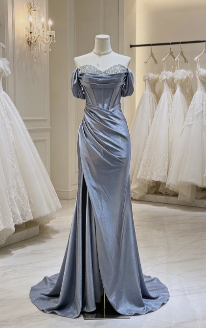 Elegant Prom Dress Off Shoulder Pleated Evening Dress Gala Dress cc5702