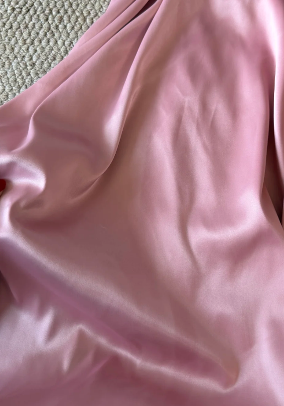 Beauty Prom Dress Pink Spaghetti Straps Satin Long Evening Dress Gala Dress cc5735