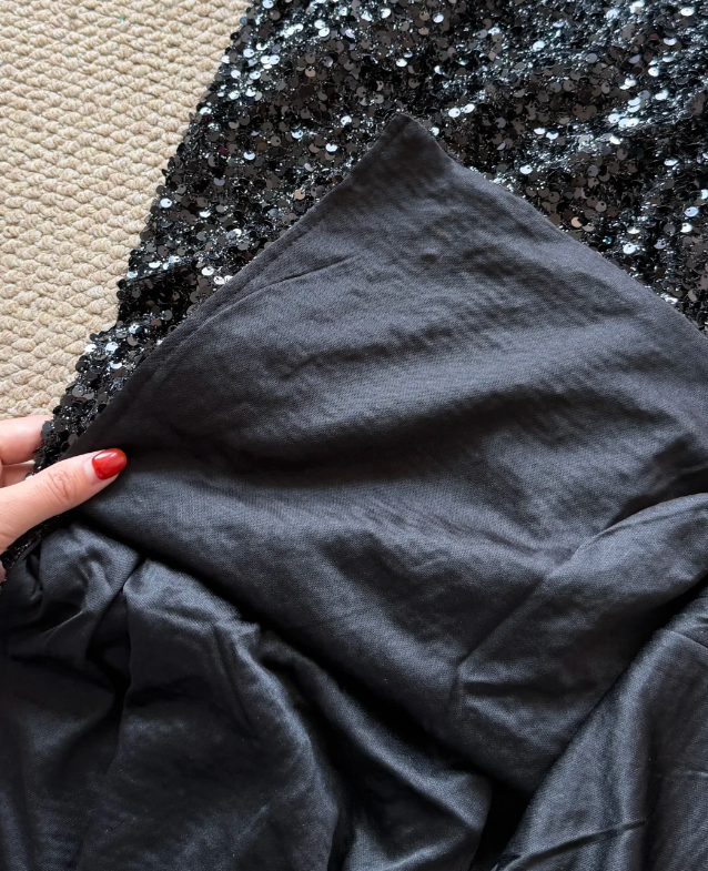 Shiny Homecoming Dress Black Spaghetti Straps Sequins Slit Birthday Party Dress Cocktail Dress cc5742