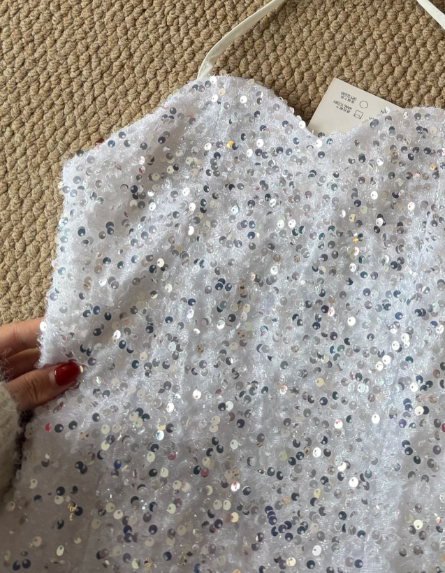 Shiny Homecoming Dress Halter White Sequins Sheath Birthday Party Dress Cocktail Dress cc5749
