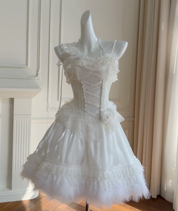 Charming Homecoming Dress A Line White Spaghetti Straps Lace Birthday Party Dress Cocktail Dress cc5770