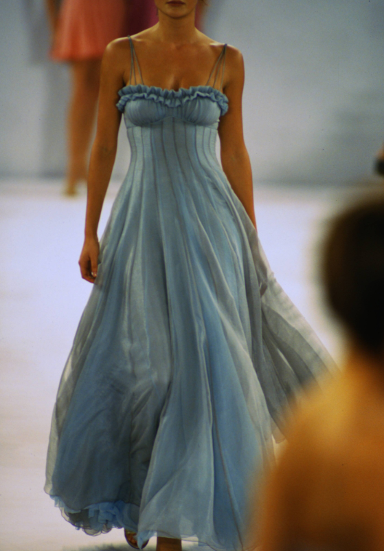 Vintage Blue Tulle A Line Party Gown,Spaghetti Straps Prom Evening Dress cc2660