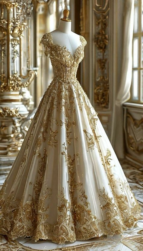 Gorgeous Gold satin Appliques Ball Gown,A Line Formal Prom Dress cc2791