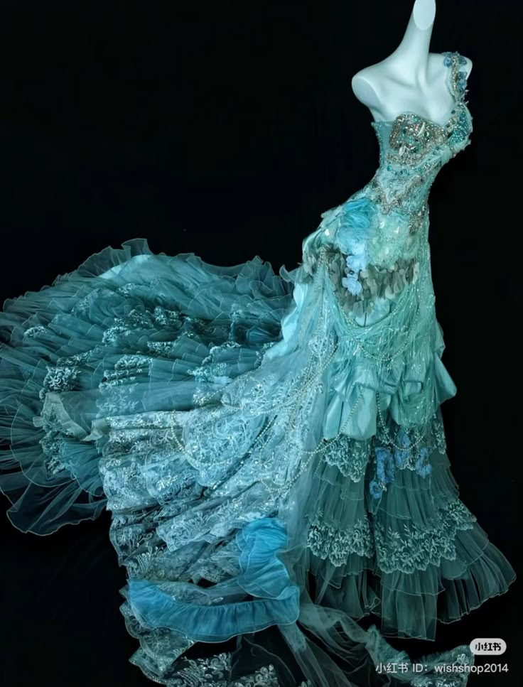 Gorgeous Tulle Lace Beaded Mermaid Evening Dress,Blue One Shoulder Formal Party Prom Dress cc2953