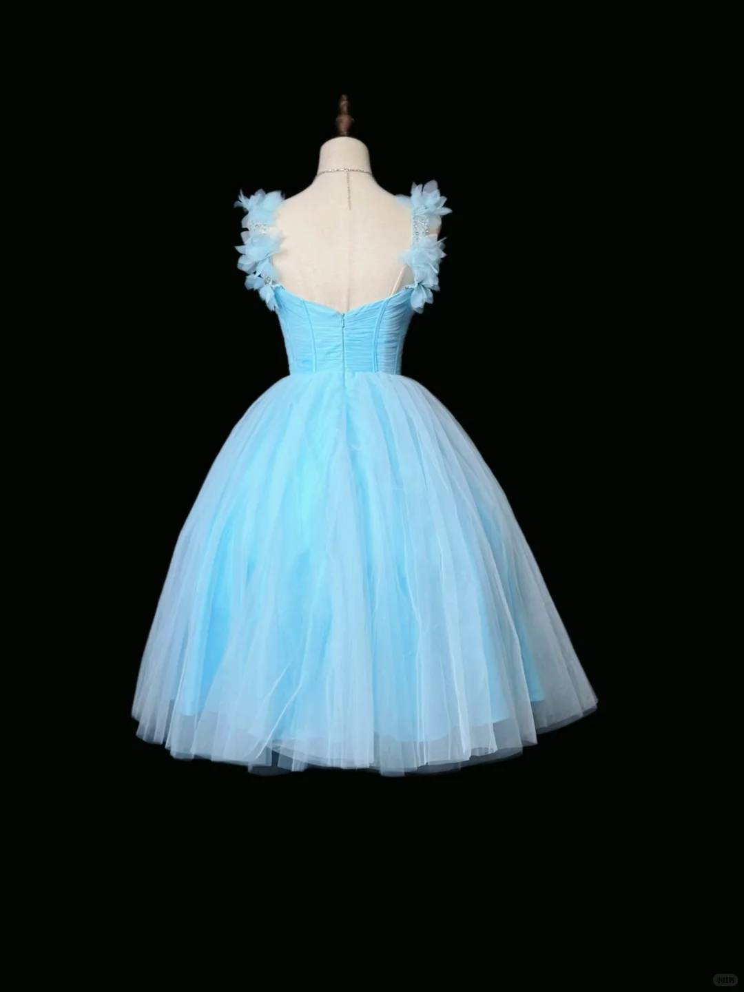 Elegant Blue A Line Tulle Beaded Homecoming Dress Mini Birthday Outfits cc3116