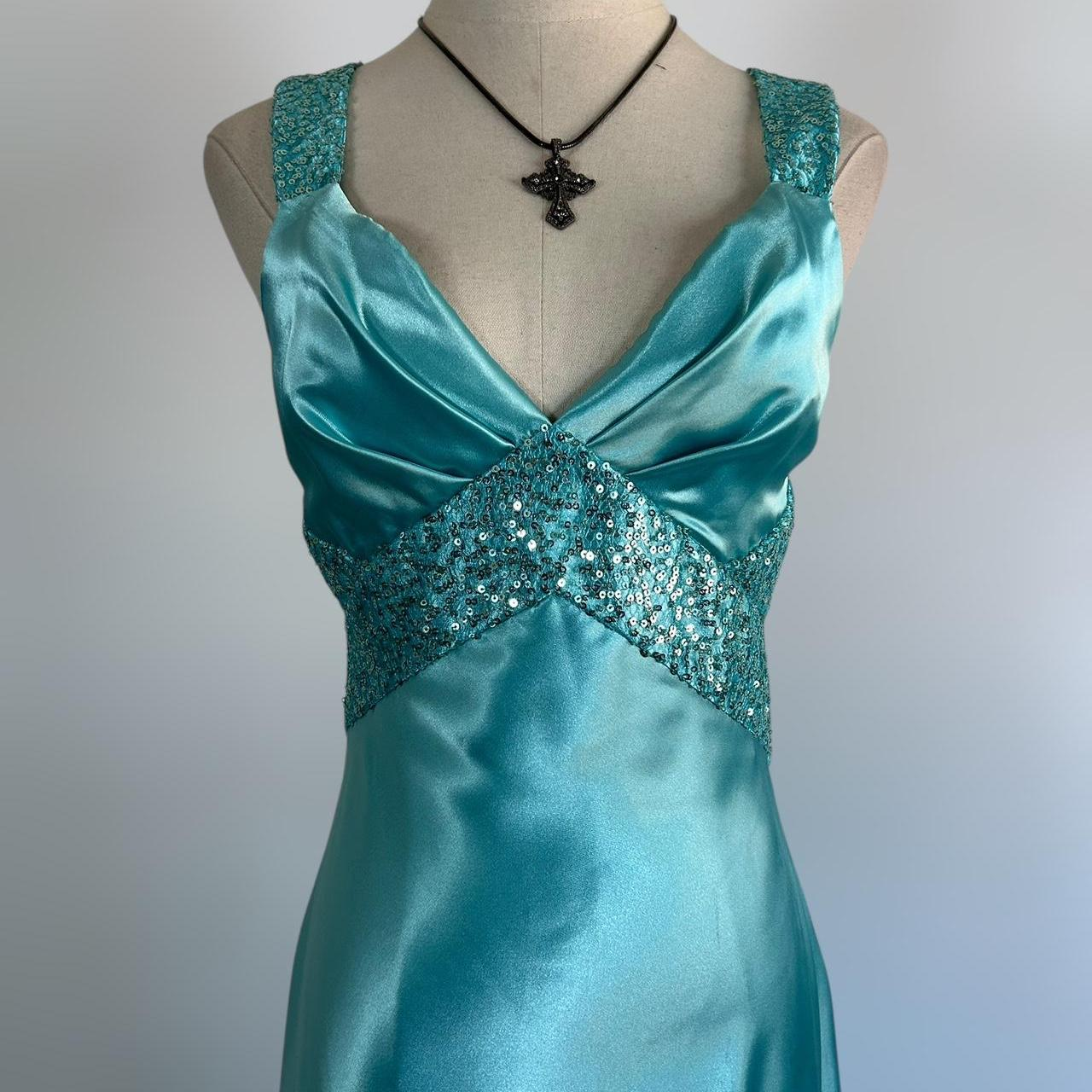 Gorgeous Blue Satin Sequins Backless Party Prom Dress,Formal Evening Dress cc2955