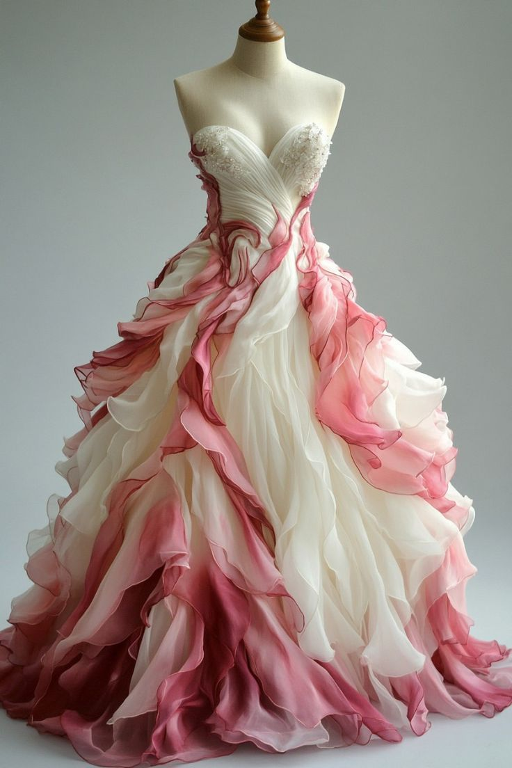 Pretty Ombre Pink Chiffon Beaded Long Prom Dress, Ruched Formal Party Evening Dress cc2990
