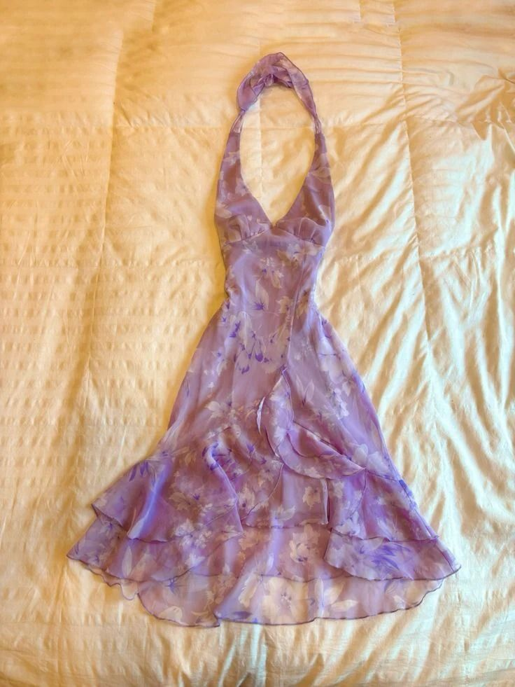 Pretty Halter Chiffon Print Floral Homecoming Dress,Lavender Cocktail Dress cc2562