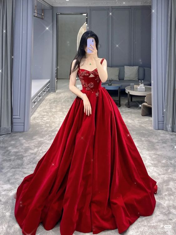 A-line Red Sleeveless Prom Dress,Red Formal Dress cc972