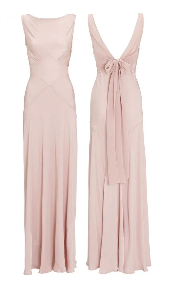 Light Pink Chiffon Long Party Prom Dress Backless Evening Gown cc2278