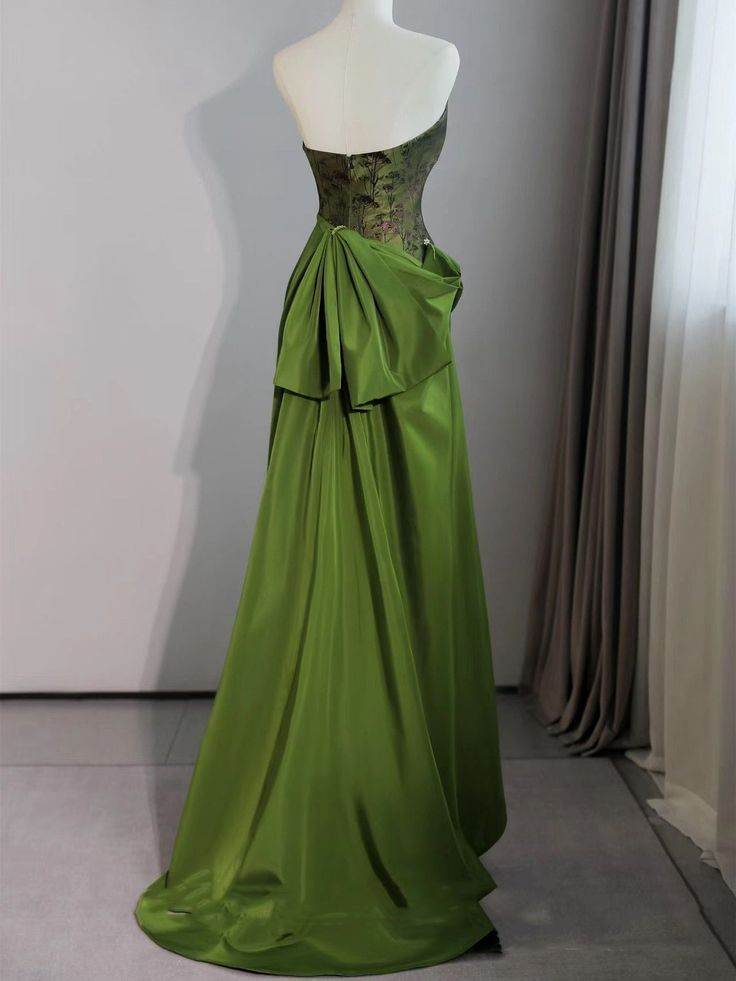 Vintage Green Sweetheart Prom Dress Strapless Mermaid Evening Dress Party Gown cc1445