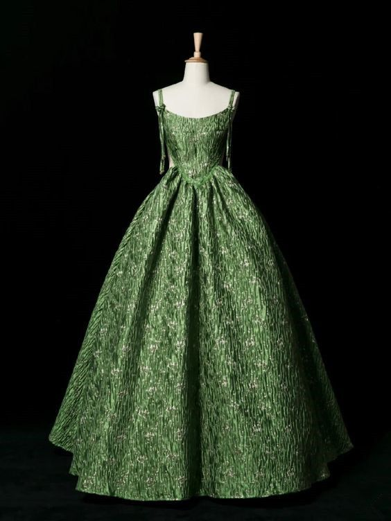 Beautiful Ball Gown Unique Green Long Prom Dress A Line Evening Dress cc1514