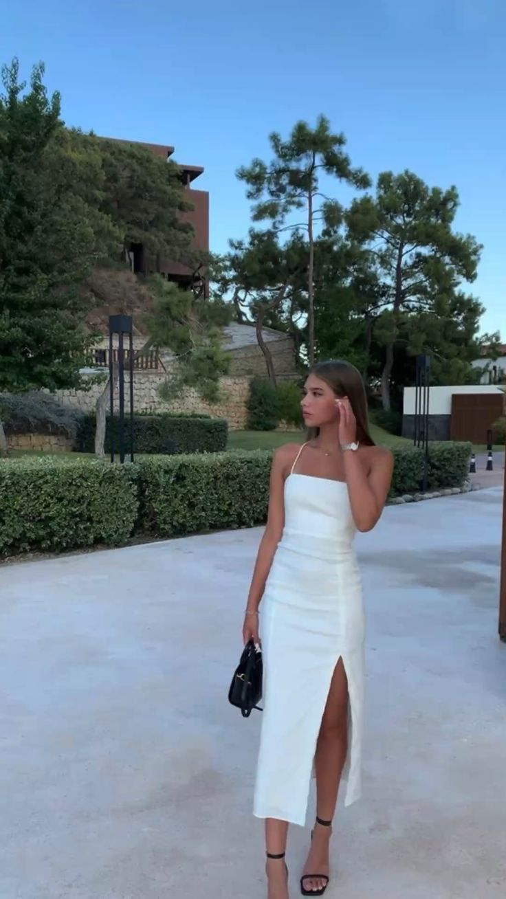 Classy White Midi-length Prom Dress,Trendy White Party Dress cc657