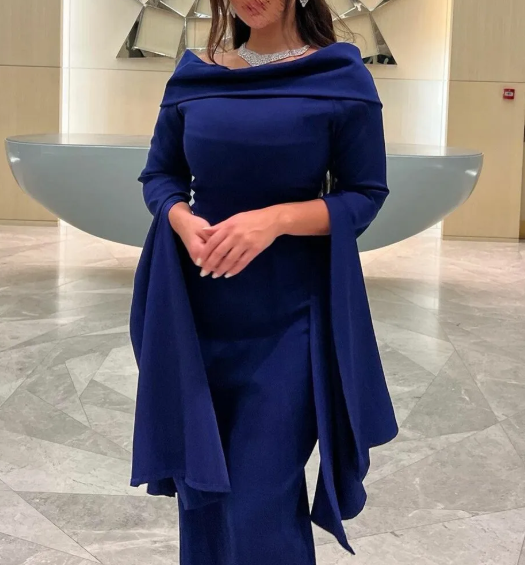 Elegant Blue Long Evening Dress,Blue Formal Dress cc687