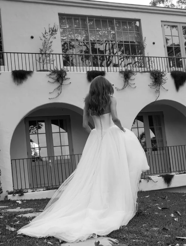 Charming Strapless Satin Tulle A Line Wedding Dress,White Prom Evening Dress cc2555