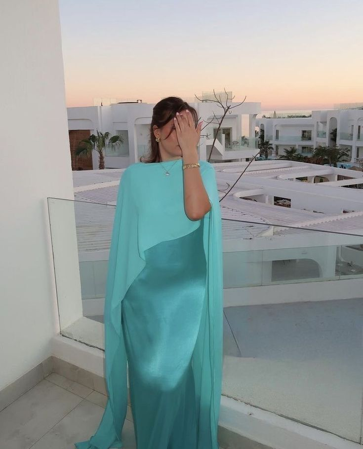 Chic Blue Satin Chiffon Long Party Dress Formal Prom Dress cc2338
