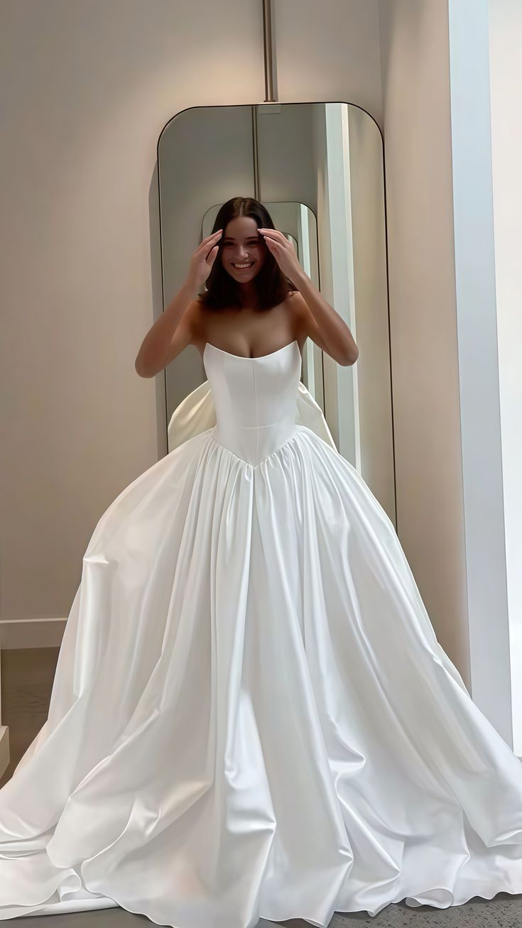 Elegant White Satin A-Line Wedding Dress,Formal Prom Dress cc2346