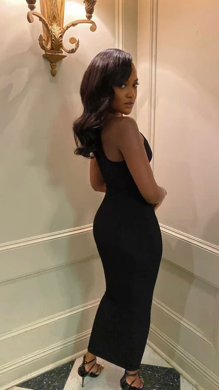 Sexy One Shoulder Black Bodycon Dress,Black Party Dress cc771