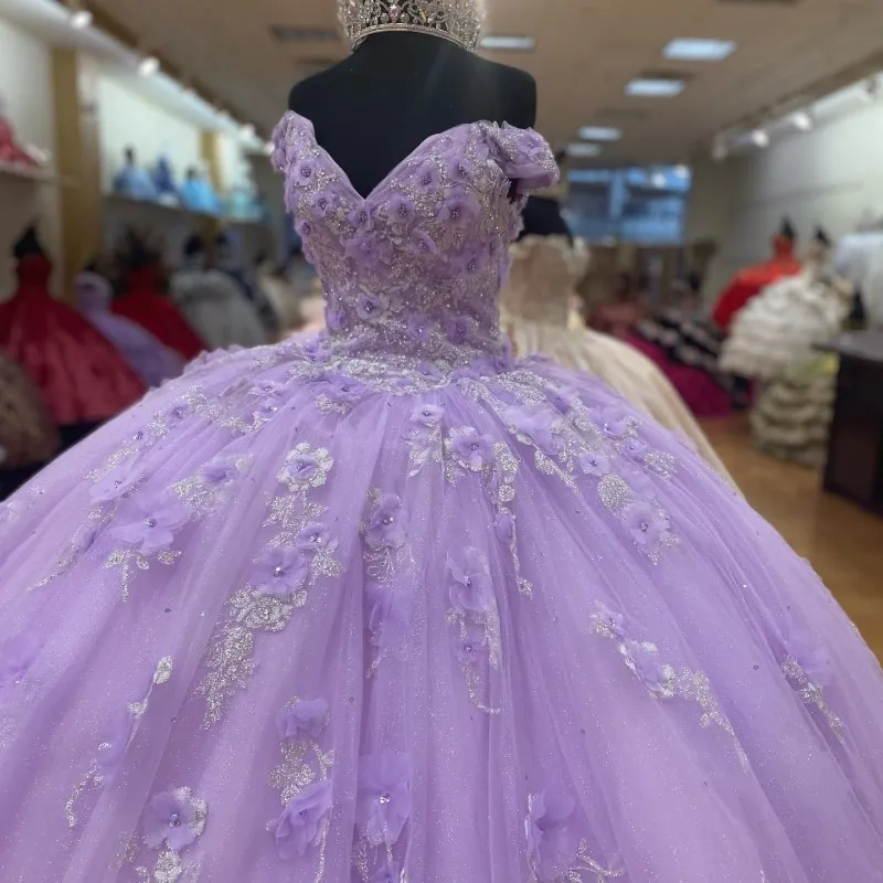 Light Purple Princess Dress Off The Shoulder Ball Gwon Sweet 16 Dress cc45