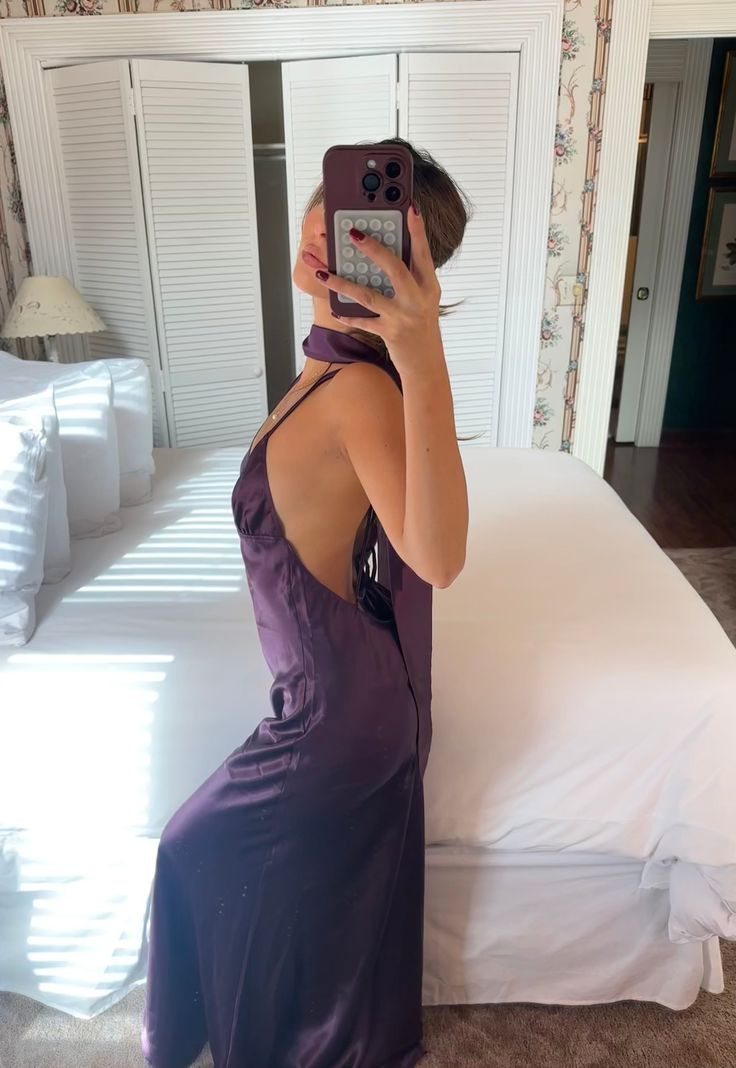Purple Sexy Backless Long Prom Dress Party Gown cc2249