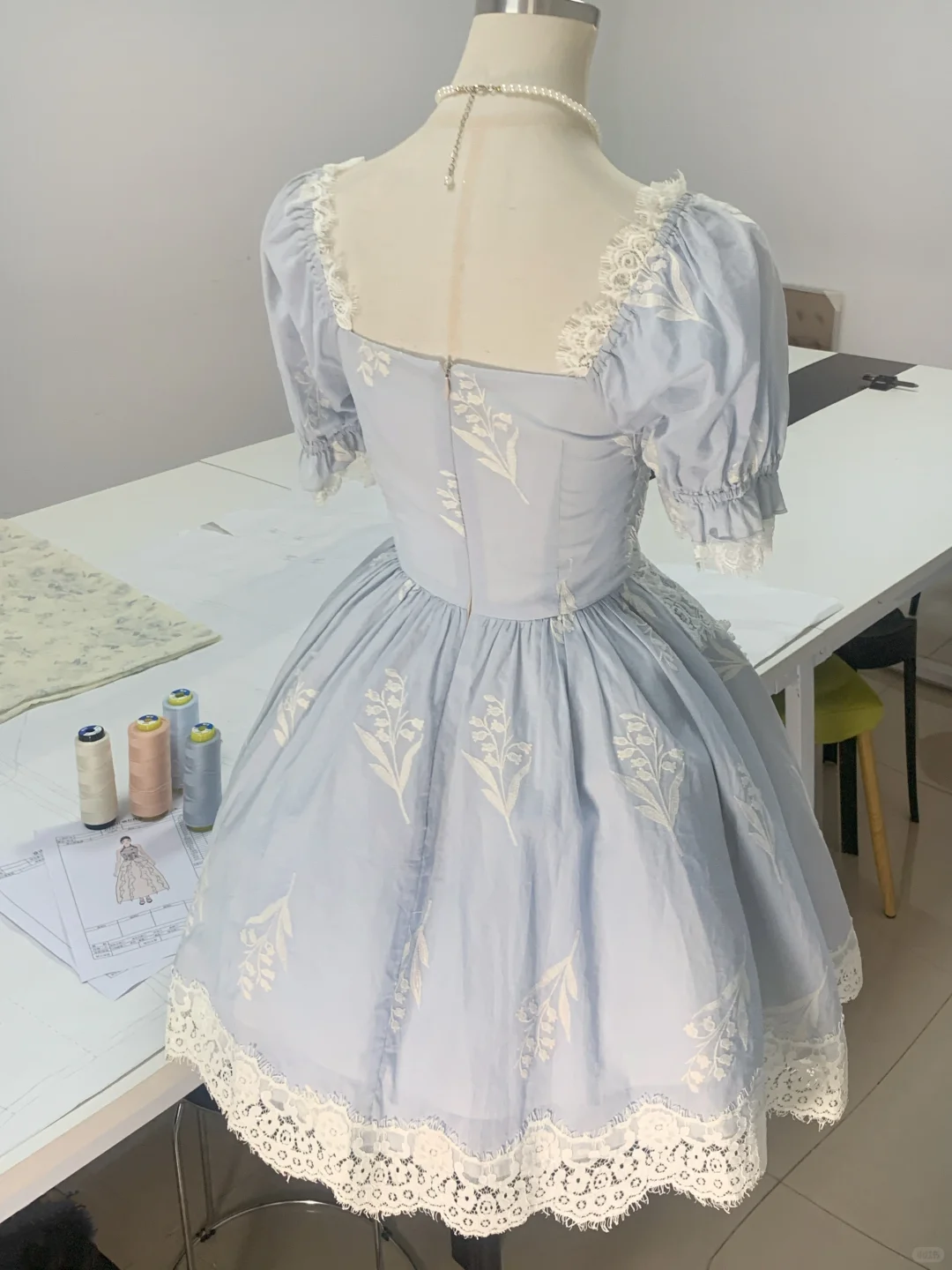 Beautiful Satin Lace Blue A Line Short Party Dress Homecoming Dress cc3354